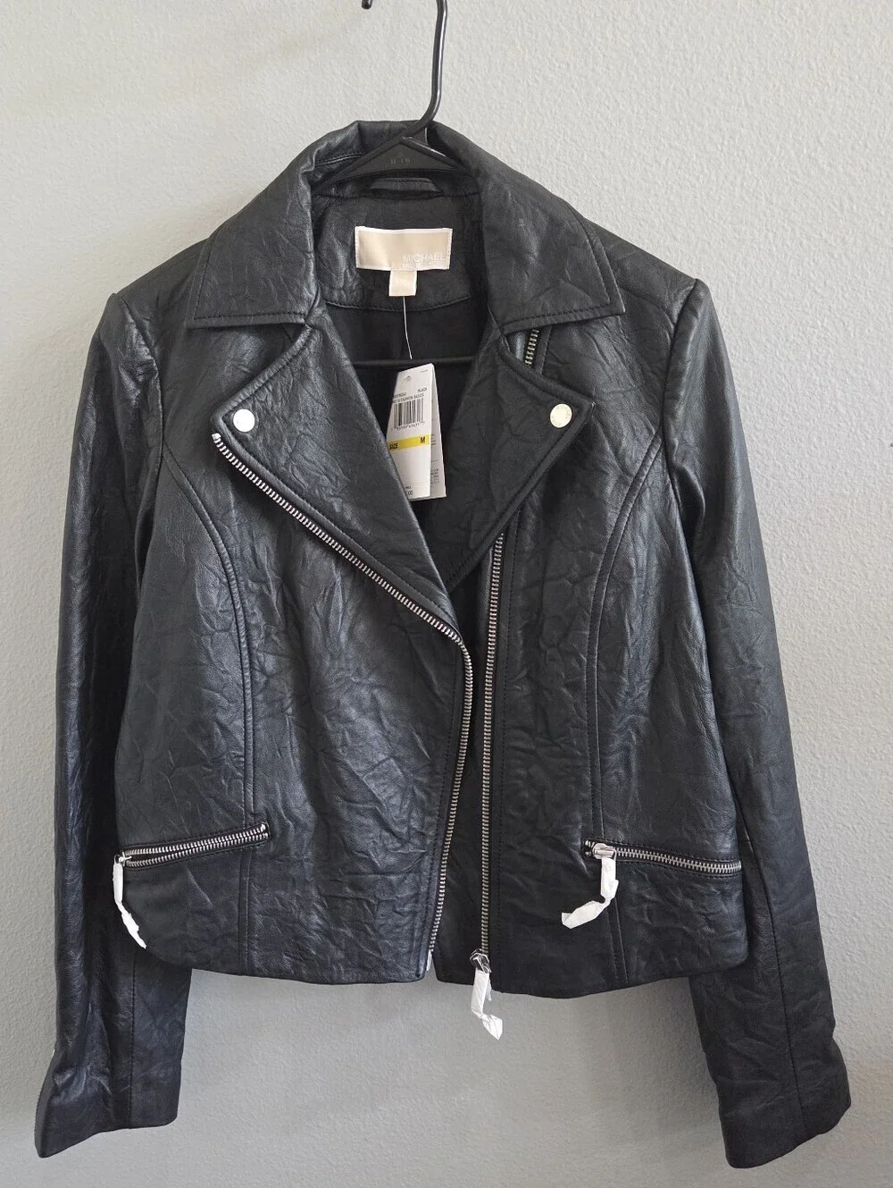 NWT Michael Kors Black Faux Leather Moto Jacket